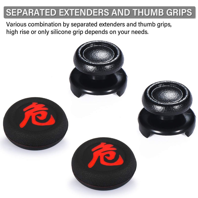 Playrealm FPS Thumbstick Extender & Printing Rubber Silicone Grip Cover 2 Sets for PS5 Dualsenese & PS4 Controller (Danger of Kanji) - Image 3